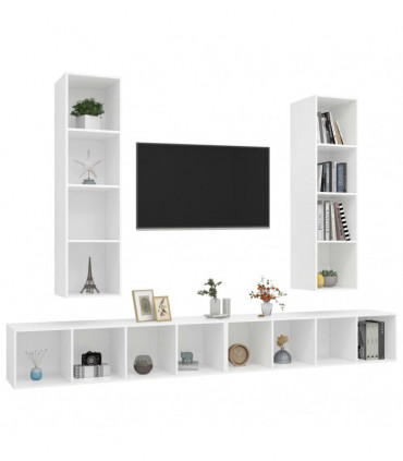 Wall-mounted TV Cabinets 4 pcs White Engineered Wood