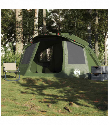 vidaXL Fishing Tent 5-Person Olive Green Waterproof