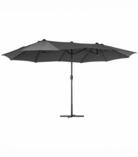 Garden Patio Umbrella Canopy Parasol Sun Shade w/ Base Grey 4.6m x 2.7m