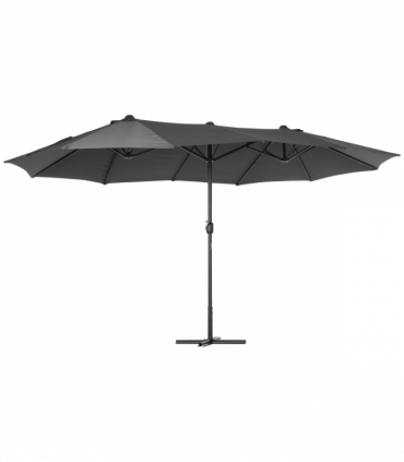 Garden Patio Umbrella Canopy Parasol Sun Shade w/ Base Grey 4.6m x 2.7m