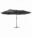Garden Patio Umbrella Canopy Parasol Sun Shade w/ Base Grey 4.6m x 2.7m
