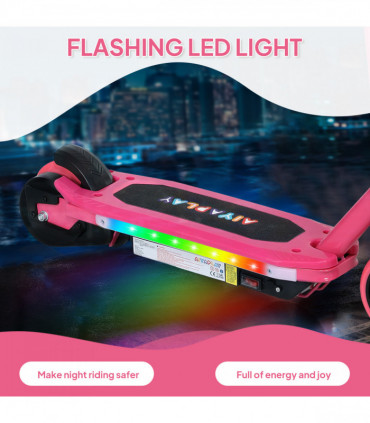 AIYAPLAY Electric Scooter for Ages 6-14, with Colourful Light, Pink