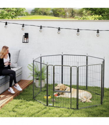 Foldable Steel Pet Enclosure - Secure Space for Pets - Versatile Design