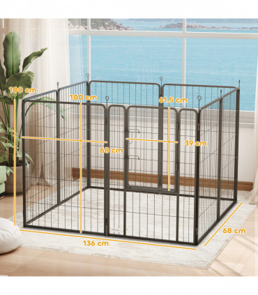 Foldable Steel Pet Enclosure - Secure Space for Pets - Versatile Design