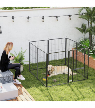 Foldable Steel Pet Enclosure - Secure Space for Pets - Versatile Design