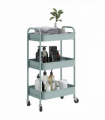 HOMCOM 3 Tier Rolling Utility Cart with 3 Mesh Basket, Light Blue