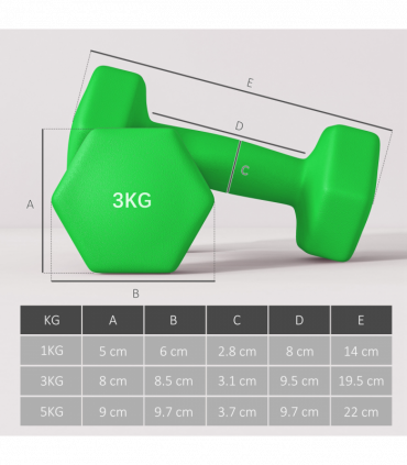 SPORTNOW Dumbbells Set with Carry Storage Rack, 2 x 1kg, 2 x 3kg, 2 x 5kg