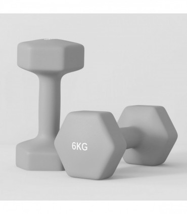 SPORTNOW Set of 2 Hexagonal Dumbbells Weights Pair, 2 x 6kg, Grey