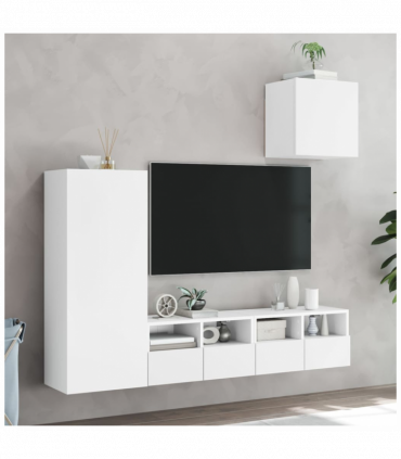 vidaXL 4 Piece TV Wall Units White Engineered Wood