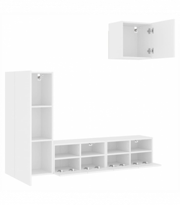 vidaXL 4 Piece TV Wall Units White Engineered Wood