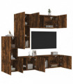 vidaXL 5 Piece TV Wall Units Smoked Oak Engineered Wood
