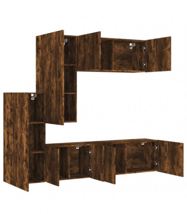 vidaXL 5 Piece TV Wall Units Smoked Oak Engineered Wood