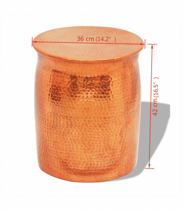 vidaXL Hammered Aluminium Stool/Side Table Brass/Copper Colour