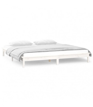 LED Bed Frame White 120x190 cm 4FT Small Double Solid Wood