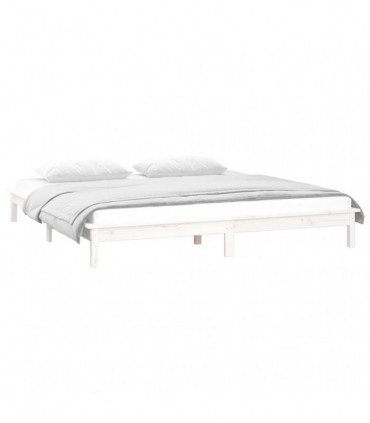 LED Bed Frame White 140x200 cm Solid Wood