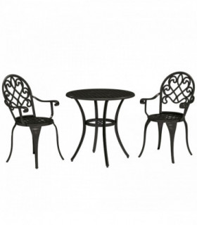 Outsunny 3PCs Bistro Set,  Aluminium Garden Table and Chairs Black