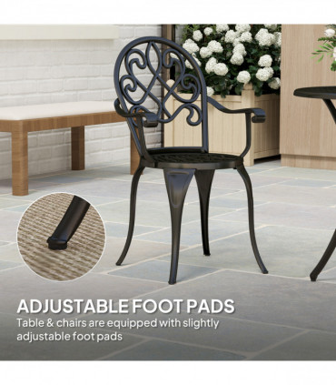 Outsunny 3PCs Bistro Set,  Aluminium Garden Table and Chairs Black