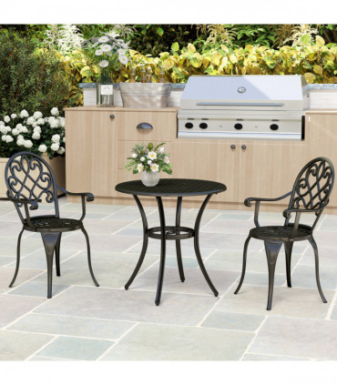 Outsunny 3PCs Bistro Set,  Aluminium Garden Table and Chairs Black