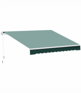 Retractable Awning 2.5m x 2m Green Aluminum Steel Polyester Manual Operation