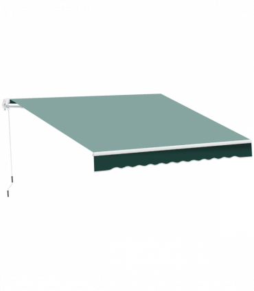 Retractable Awning 2.5m x 2m Green Aluminum Steel Polyester Manual Operation