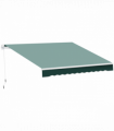 Retractable Awning 2.5m x 2m Green Aluminum Steel Polyester Manual Operation