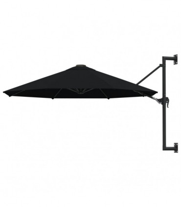 Wall-Mounted Parasol with Metal Pole 300 cm Black