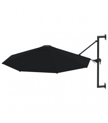 Wall-Mounted Parasol with Metal Pole 300 cm Black