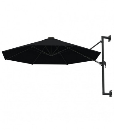 Wall-Mounted Parasol with Metal Pole 300 cm Black