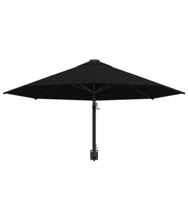 Wall-Mounted Parasol with Metal Pole 300 cm Black