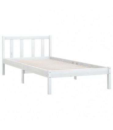 Bed Frame White Solid Pinewood 100x200 cm