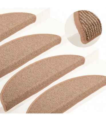 vidaXL Carpet Stair Treads 15 pcs Light Brown 65x21x4 cm