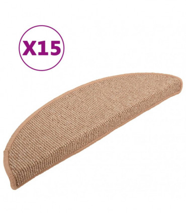 vidaXL Carpet Stair Treads 15 pcs Light Brown 65x21x4 cm