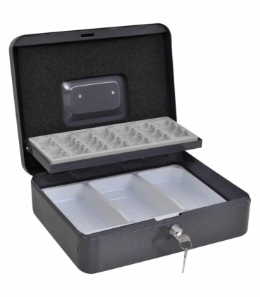 vidaXL Cash Box with Lock Black 30 x 24 x 9 cm Steel