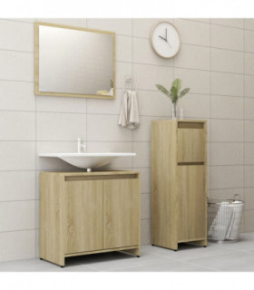 vidaXL 3 Piece Bathroom Furniture Set Sonoma Oak Engineered Wood
