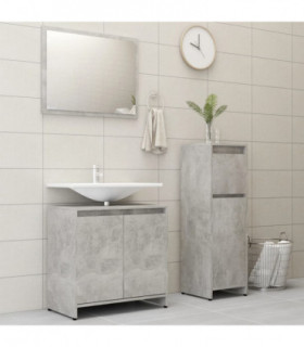 vidaXL 3 Piece Bathroom Furniture Set Concrete Grey Engineered Wood