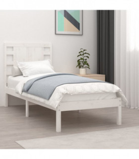 vidaXL Bed Frame White Solid Wood 75x190 cm Small Single