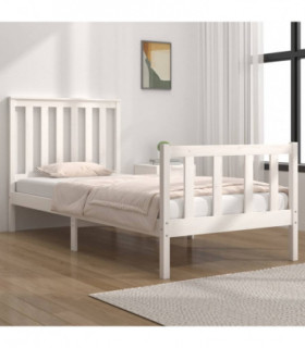 vidaXL Bed Frame White Solid Wood Pine 75x190 cm Small Single
