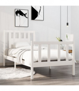 vidaXL Bed Frame White Solid Wood 75x190 cm Small Single