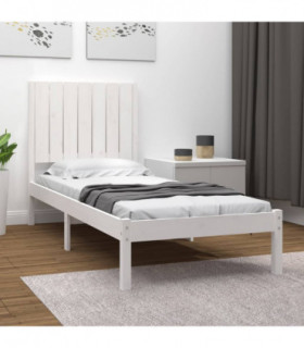 vidaXL Bed Frame White Solid Wood 75x190 cm Small Single