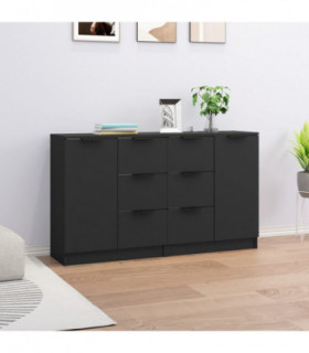 vidaXL Sideboards 2 pcs Black 60x30x70 cm Engineered Wood