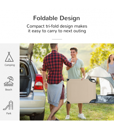 Sun Lounger Foldable Reclining Chair & Reading Hole Recliner Adjustable, Beige