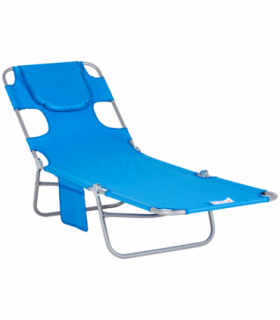 Beach Chaise Lounge Face Cavity Portable Sun Lounger, Reclining Adjust Blue