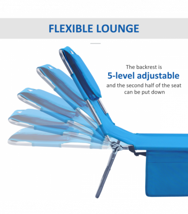 Beach Chaise Lounge Face Cavity Portable Sun Lounger, Reclining Adjust Blue