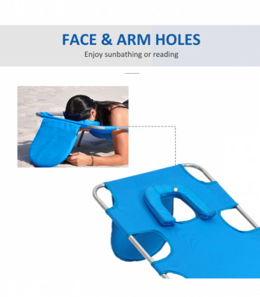 Beach Chaise Lounge Face Cavity Portable Sun Lounger, Reclining Adjust Blue