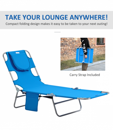 Beach Chaise Lounge Face Cavity Portable Sun Lounger, Reclining Adjust Blue
