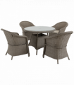 5 Pieces Outdoor Patio PE Rattan Dining Set, Four Seater , Grey
