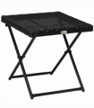 Folding Square Rattan Coffee Table for Bistro Balcony Garden Outdoor Black