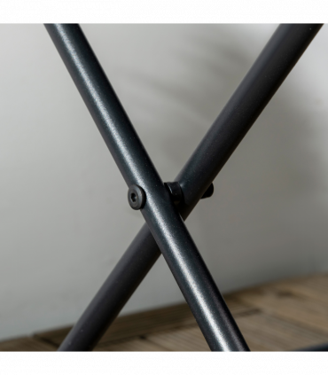 Folding Square Rattan Coffee Table for Bistro Balcony Garden Outdoor Black