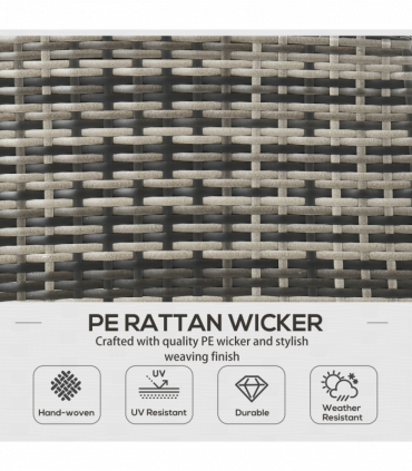 Outsunny Rattan Garden Furniture Sofa Set, 2 Armchairs 2 Footstools Table Grey