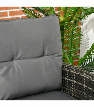 Outsunny Rattan Garden Furniture Sofa Set, 2 Armchairs 2 Footstools Table Grey